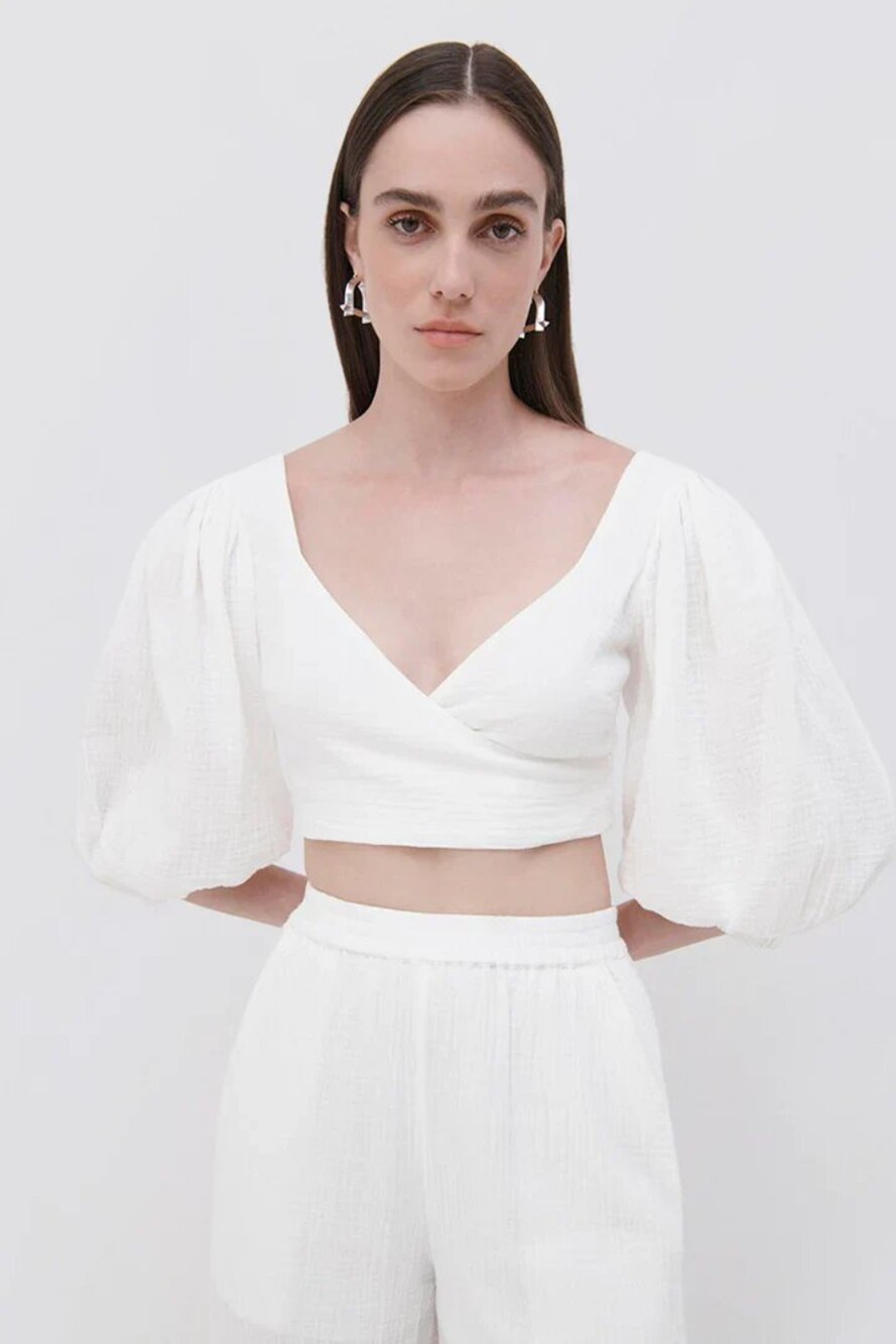 NWT MSRP$245 Jonathan Simkhai Mila Gauze Coverup Top sz S